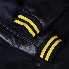 Black Varsity Jacket with Yellow Stripe