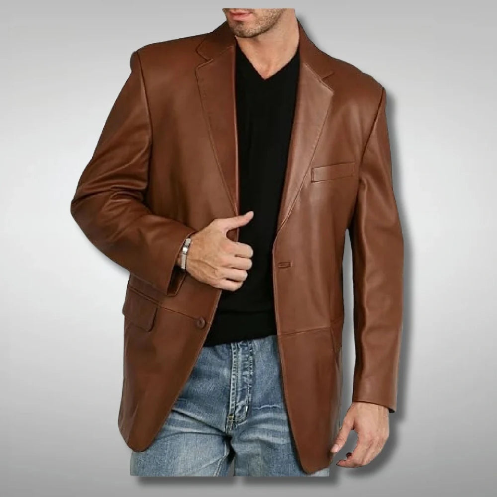 Men's Classic Brown Two-Button Blazer