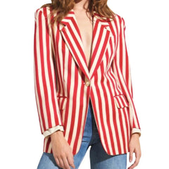 Emily In Paris S04 Lily Collins Red & White Striped Blazer