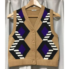 Emily In Paris S04 Lily Collins Brown Argyle Striped Vest