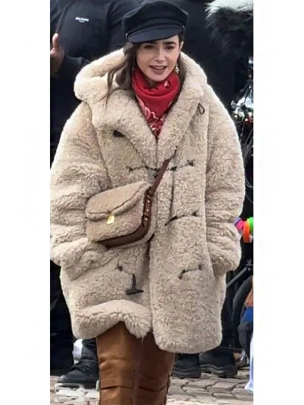 Emily In Paris S04 Lily Collins Shearling Jacket