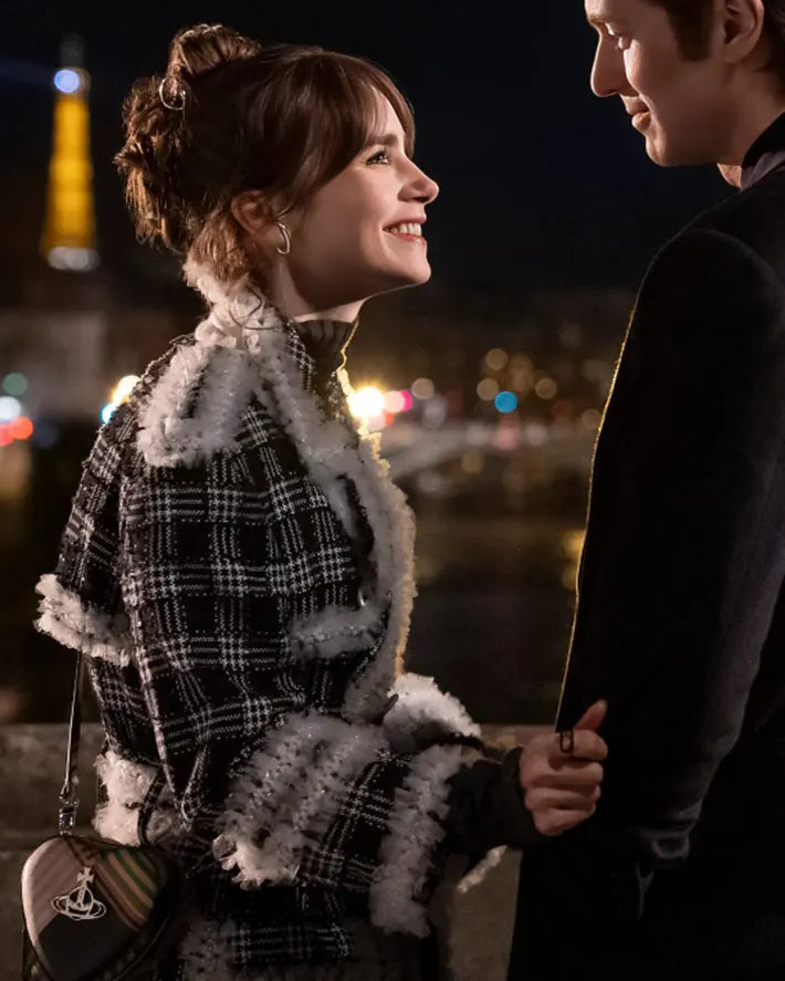 Emily in Paris Season 4 Emily Cooper Tweed Ruffled Coat