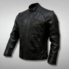 Men's Cafe Racer Black Quilted Biker Jacket