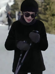 Emily In Paris S04 Lily Collins Black Fur Turtleneck