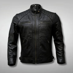 Men's Cafe Racer Black Quilted Biker Jacket