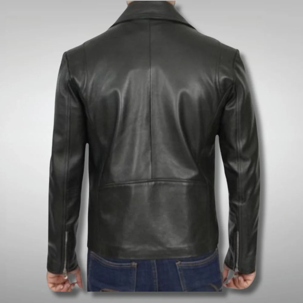 Men's Durable Black Leather Motorcycle Jacket