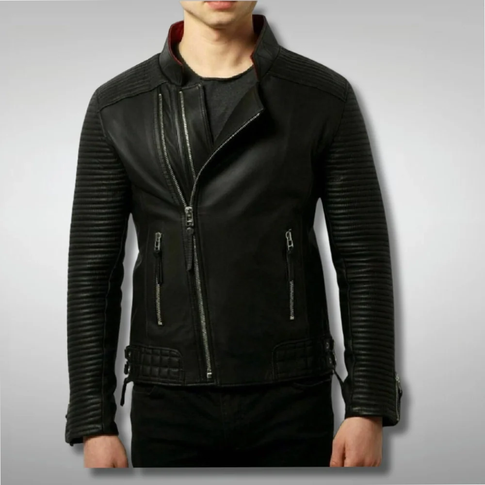 Men's Black Leather Biker Jacket