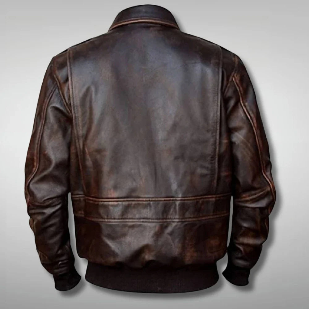 A2 Aviator Navy Distressed Brown Mens Bomber Flight Jacket