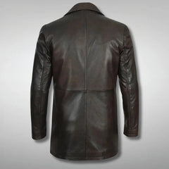 Men's Dark Brown Vintage Style Leather Coat