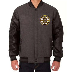 NHL Boston Bruins Grey Varsity Jacket