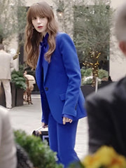 Lily Collins Emily In Paris S04 Blue Suit