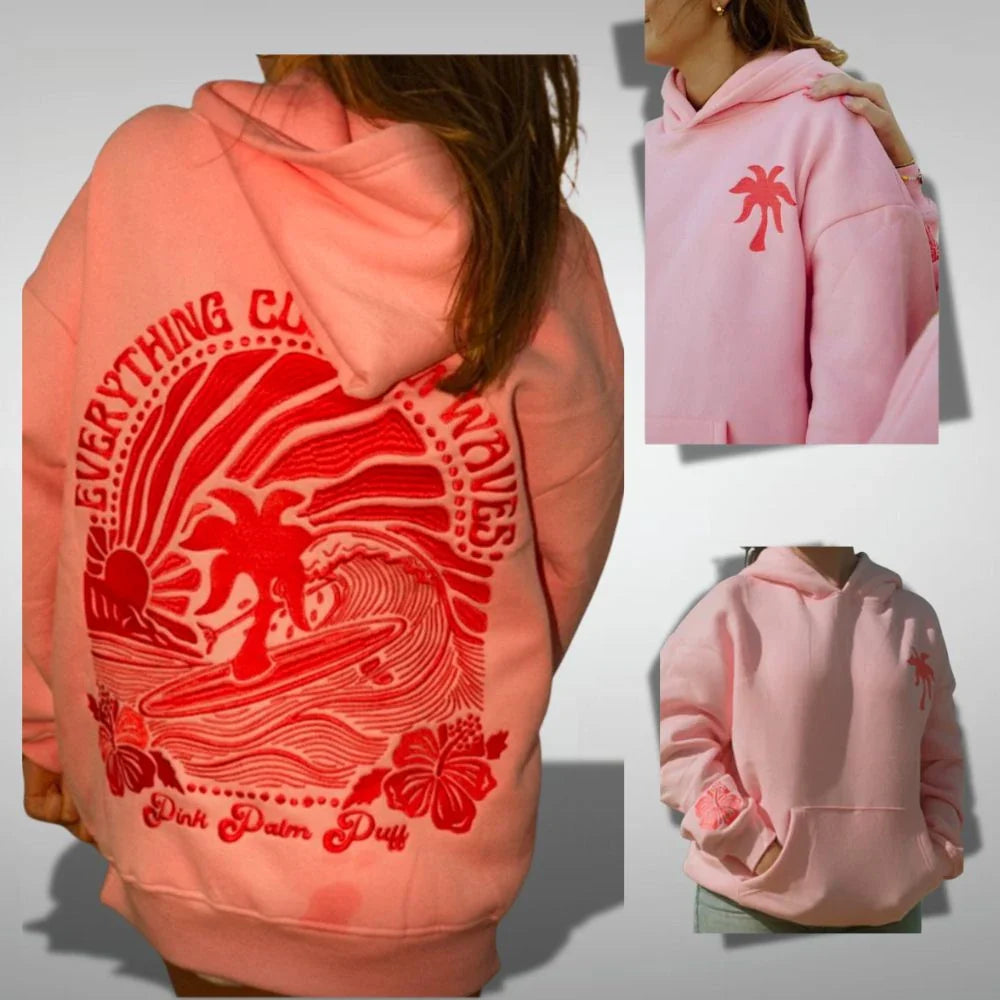 Pink Palm Puff Hoodie