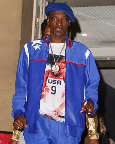 Paris Olympics 2024 Snoop Dogg Purple Leather Jacket