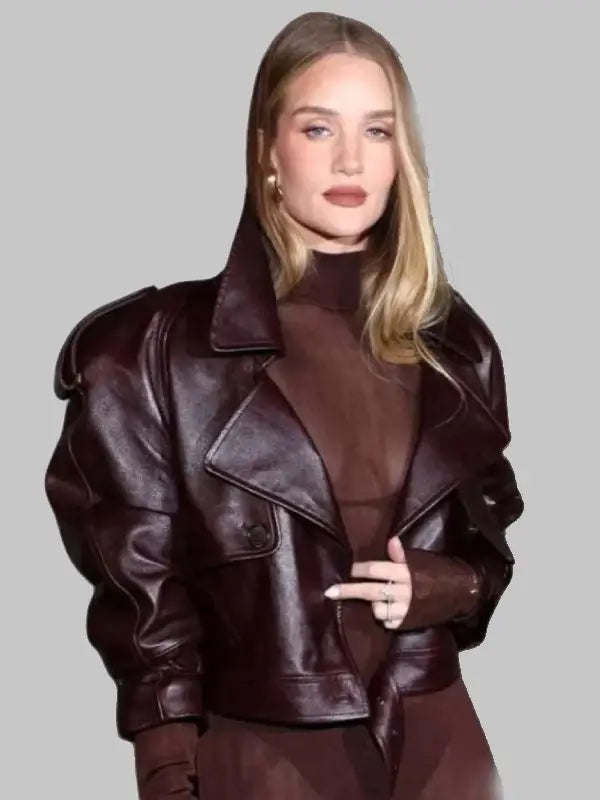 Rosie Huntington Whiteley PFW Brown Jacket