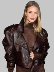 Rosie Huntington Whiteley PFW Brown Jacket