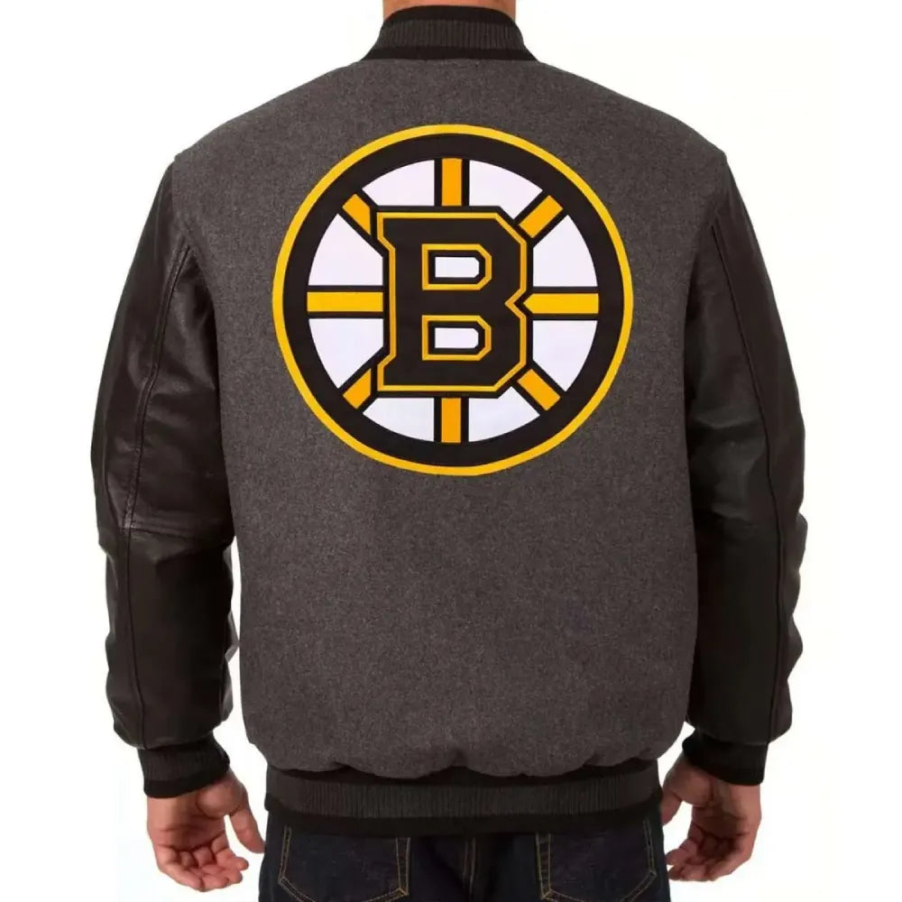 NHL Boston Bruins Grey Varsity Jacket