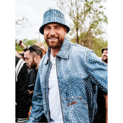 Travis Kelce Blue Pumpkin Denim Suit