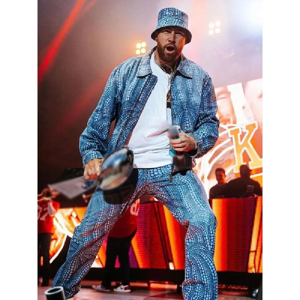 Travis Kelce Blue Pumpkin Denim Suit