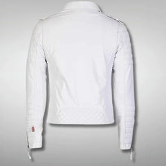 Men's Motorcycle White Leather Jacket