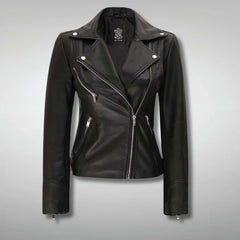 Black Slim Fit Womens Biker Jacket