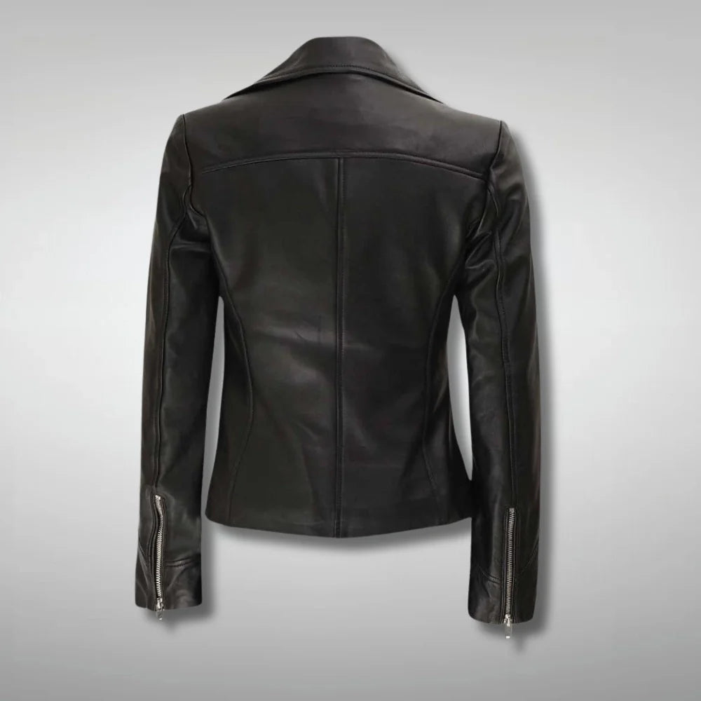 Black Slim Fit Womens Biker Jacket