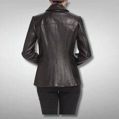 Women's Slim-Fit Fashion Coat Style Black Leather Jacket