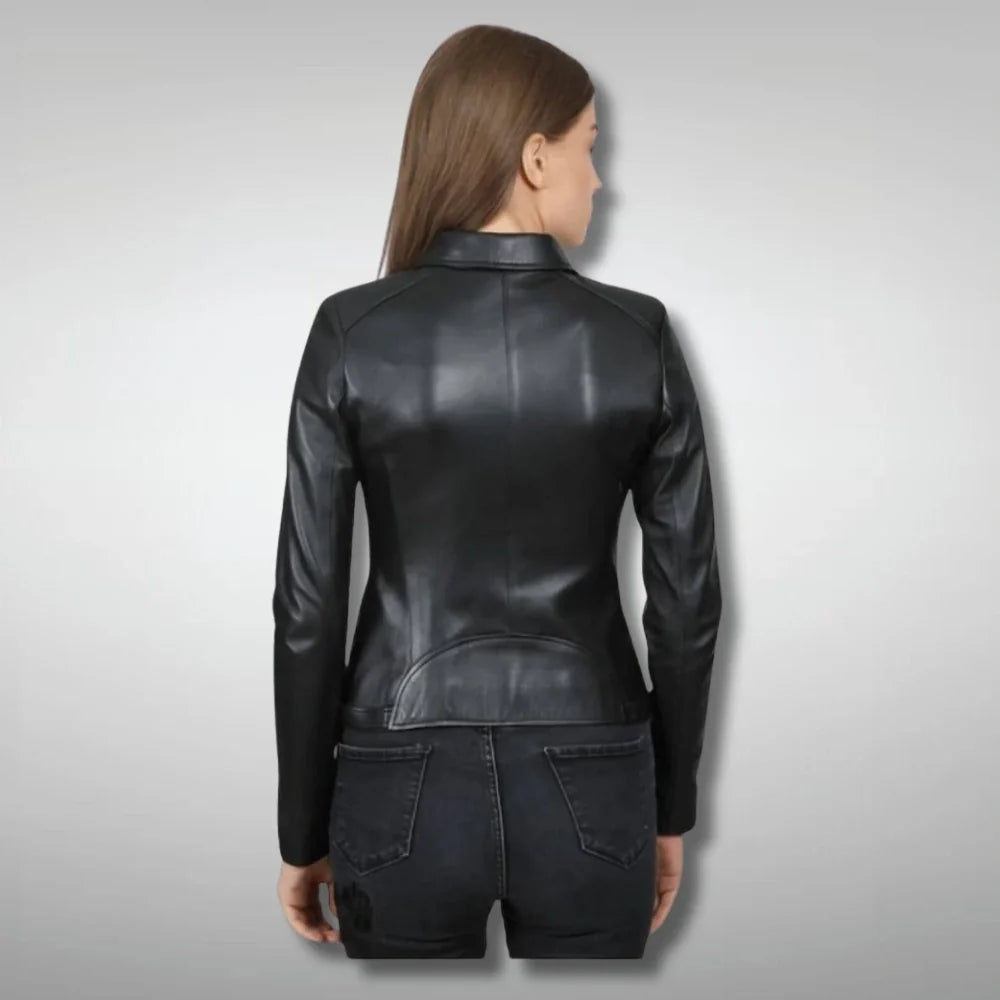 Women's Slim Fit Black Leather Moto Jacket