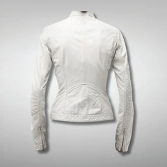 Women's Slim Fit White Leather Motorcycle Jacket